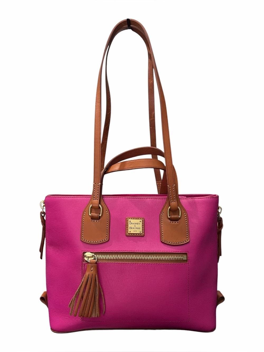 Dooney & Bourke NWOT Deep Fuchsia Morgan Shopper with Zipper Pouch and Key Tag - Picture 3 of 11